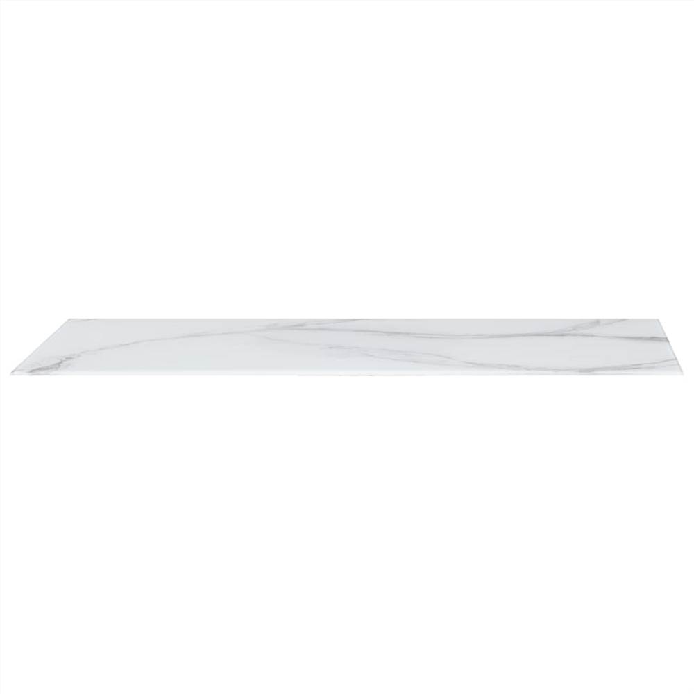 Table Top White Rectangular 120x65 cm Glass with Marble Texture