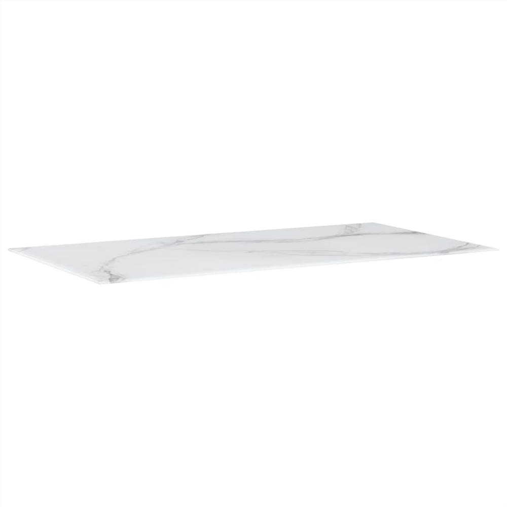 Table Top White Rectangular 120x65 cm Glass with Marble Texture