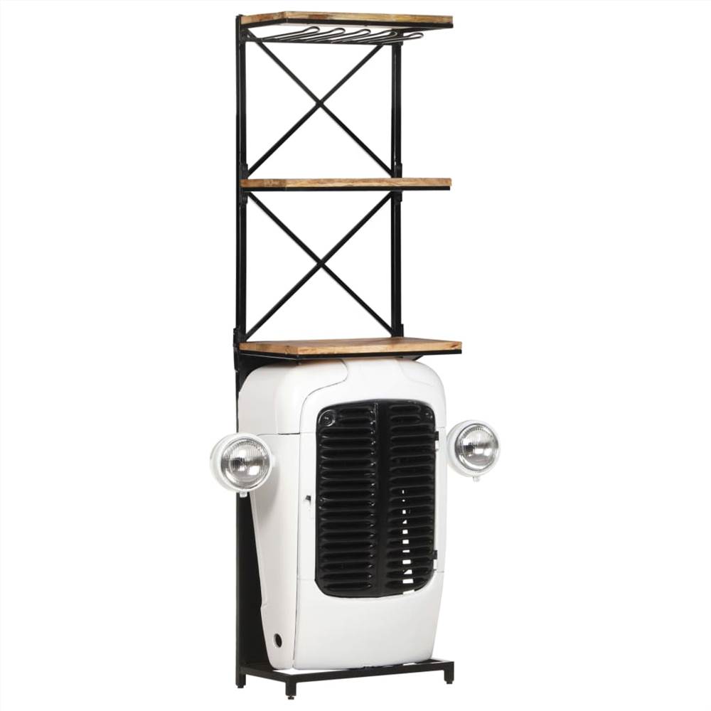 Tractor Wine Cabinet White 49x31x170 cm Rough Mango Wood