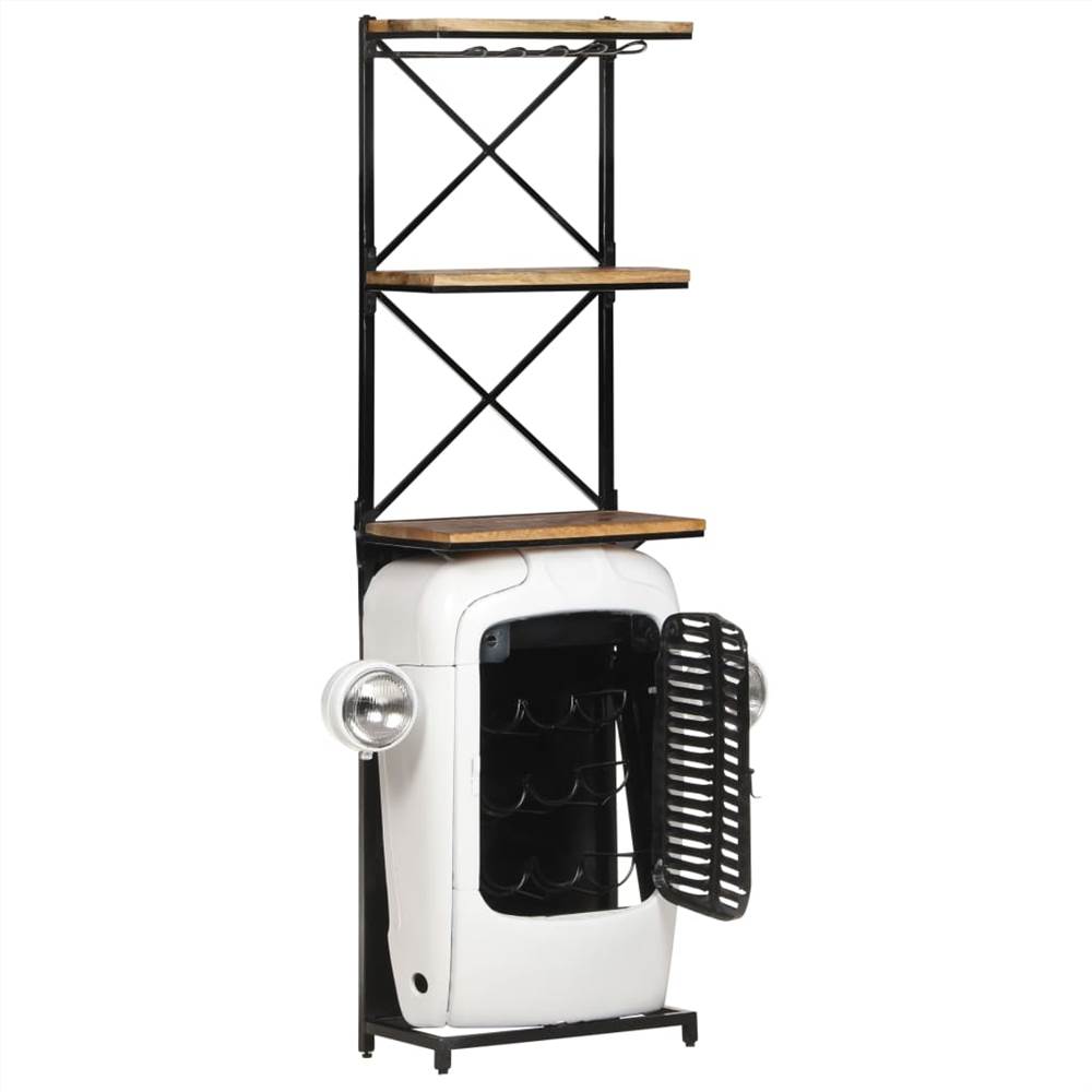 Tractor Wine Cabinet White 49x31x170 cm Rough Mango Wood