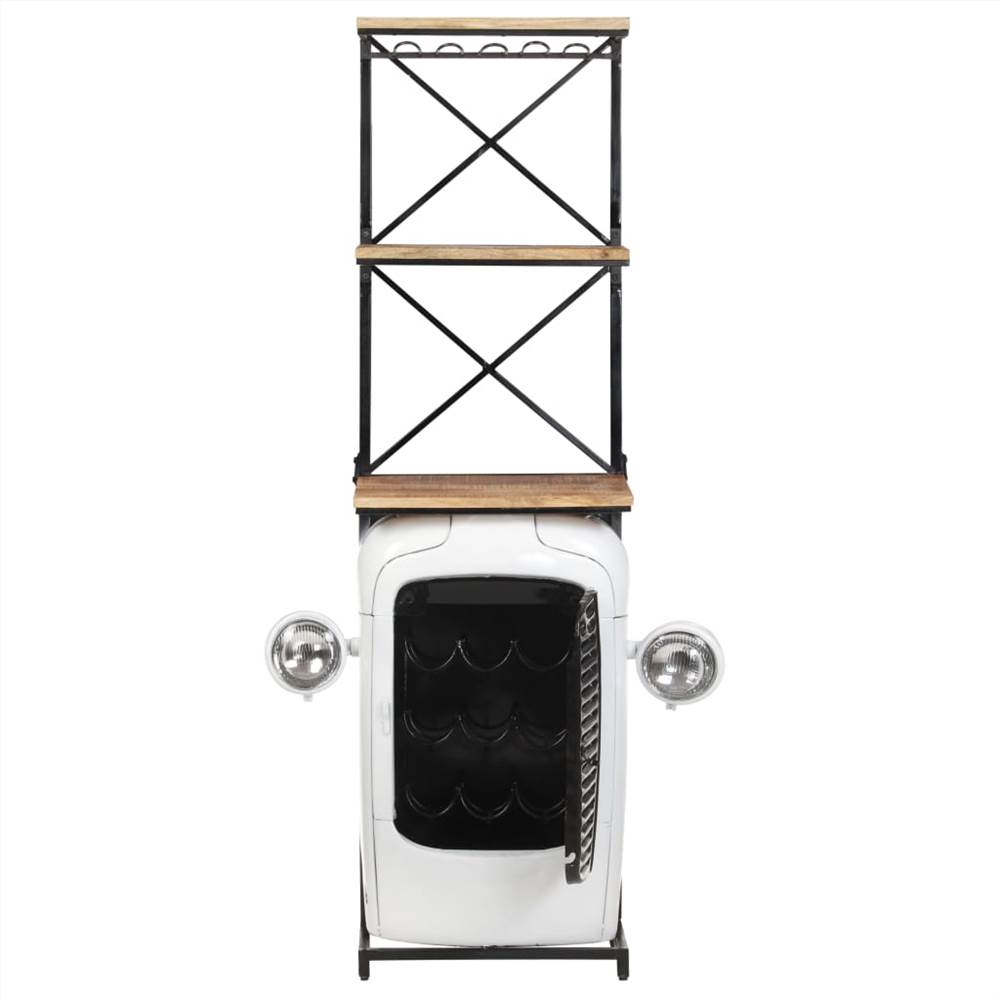 Tractor Wine Cabinet White 49x31x170 cm Rough Mango Wood