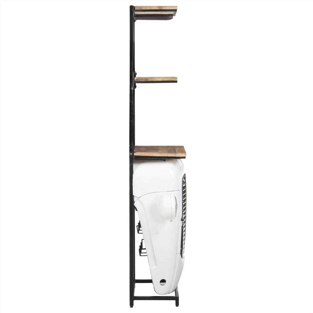 Tractor Wine Cabinet White 49x31x170 cm Rough Mango Wood