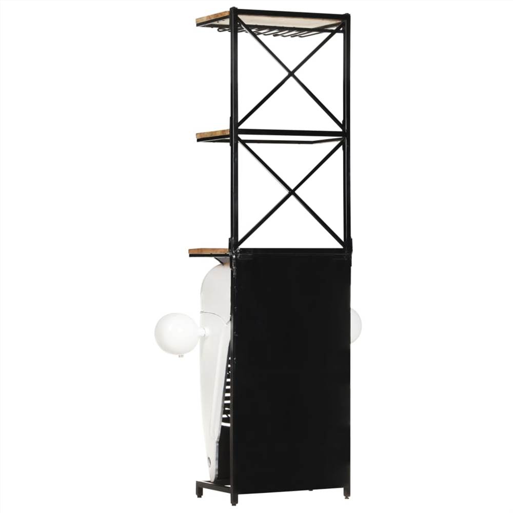 Tractor Wine Cabinet White 49x31x170 cm Rough Mango Wood