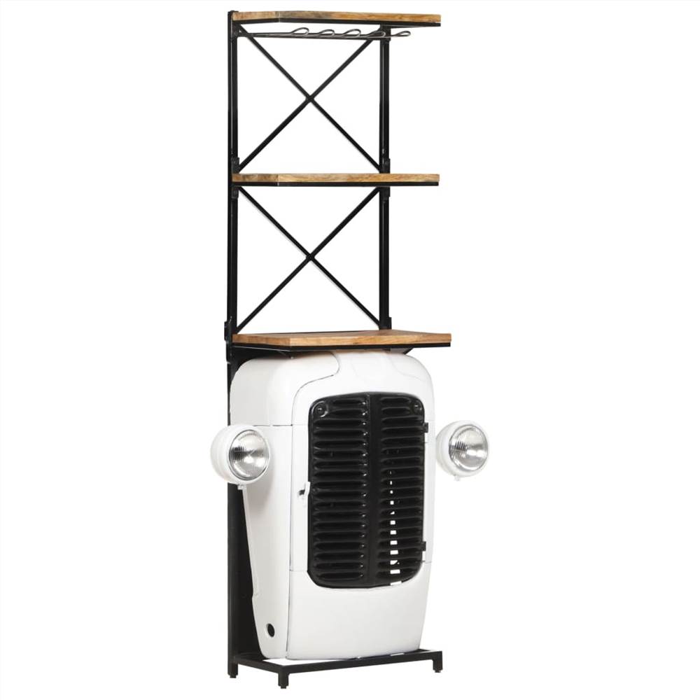 Tractor Wine Cabinet White 49x31x170 cm Rough Mango Wood