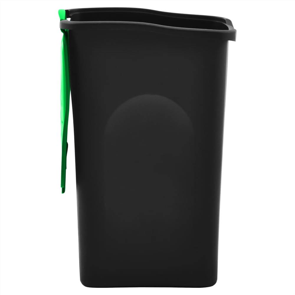 Trash Bin with Hinged Lid 50L Black and Green