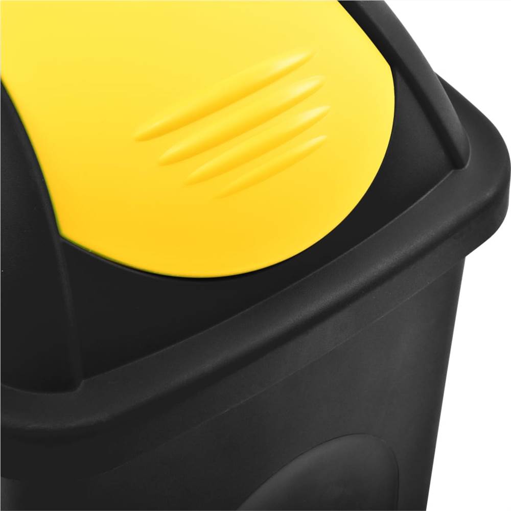 Trash Bin with Swing Lid 60L Black and Yellow