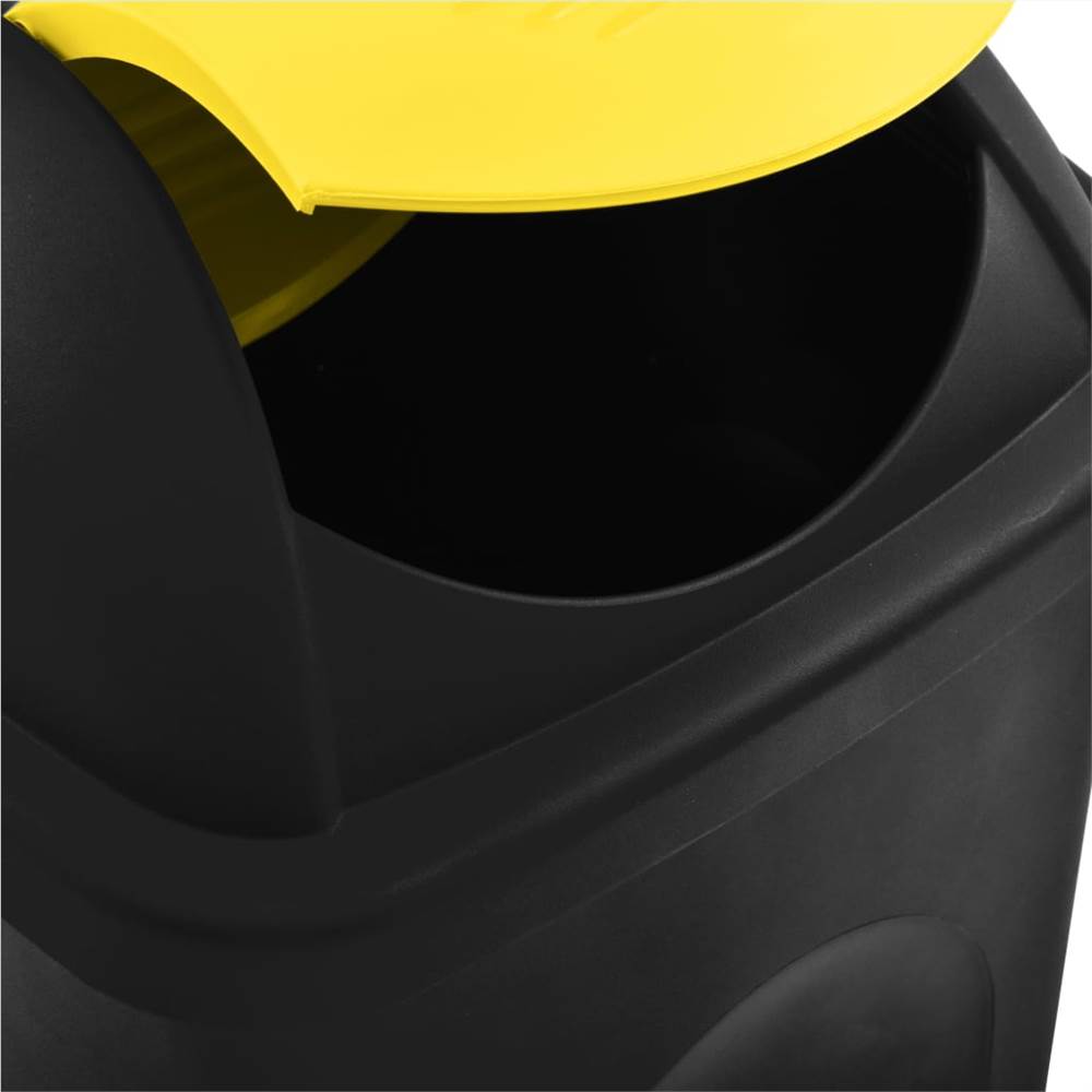 Trash Bin with Swing Lid 60L Black and Yellow