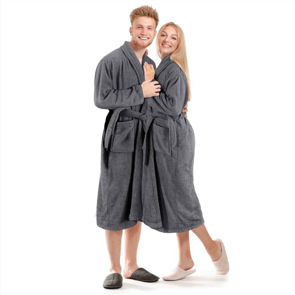 Unisex Terry Bathrobe 100% Cotton Anthracite XXL