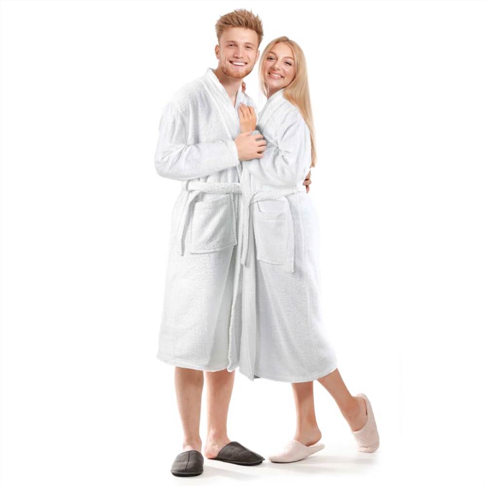 Unisex Terry Bathrobe 100% Cotton White L