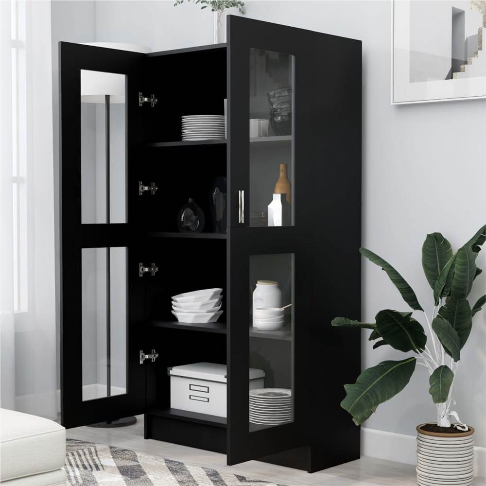 Vitrine Cabinet Black 82.5x30.5x150 cm Chipboard