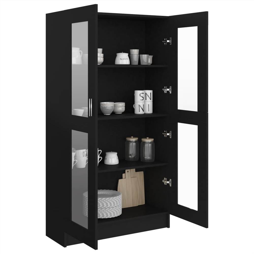Vitrine Cabinet Black 82.5x30.5x150 cm Chipboard