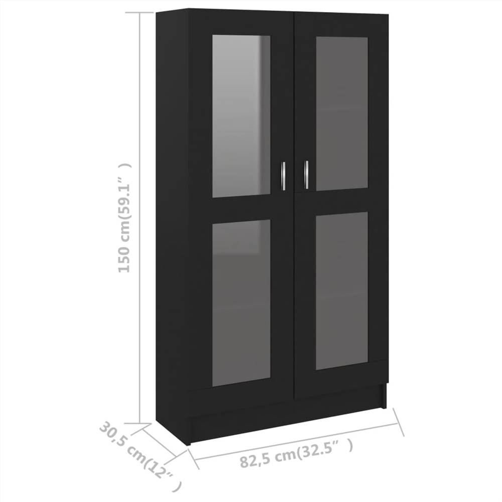 Vitrine Cabinet Black 82.5x30.5x150 cm Chipboard