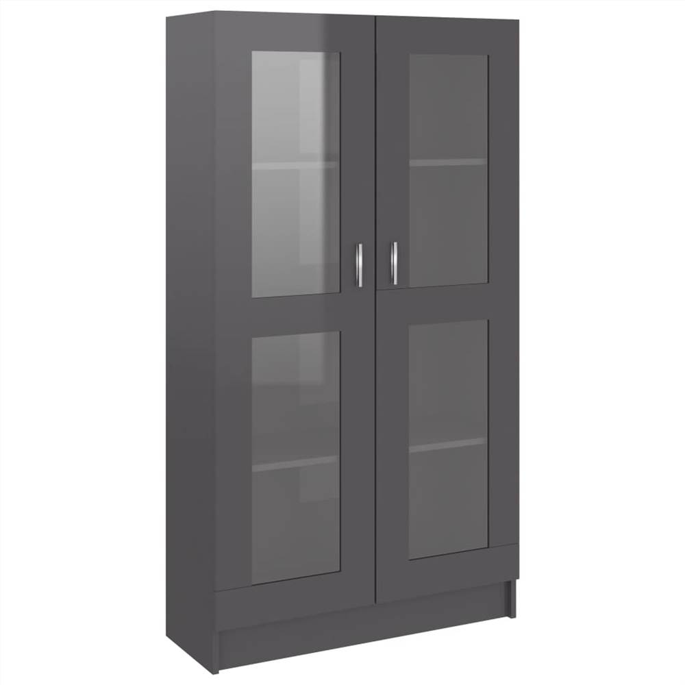 Vitrine Cabinet High Gloss Grey 82.5x30.5x150 cm Chipboard