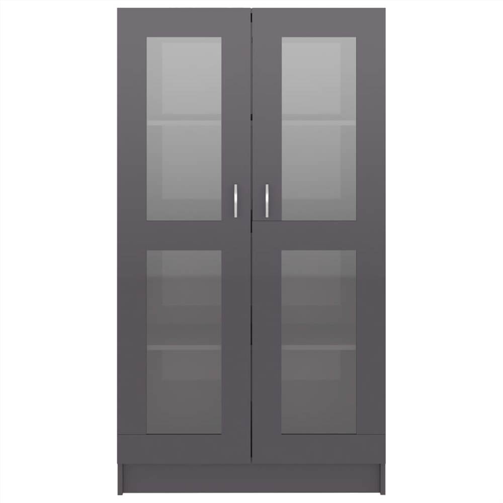 Vitrine Cabinet High Gloss Grey 82.5x30.5x150 cm Chipboard