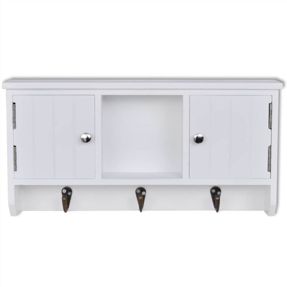 Wall Cabinet for Keys and Jewelery with Doors and Hooks