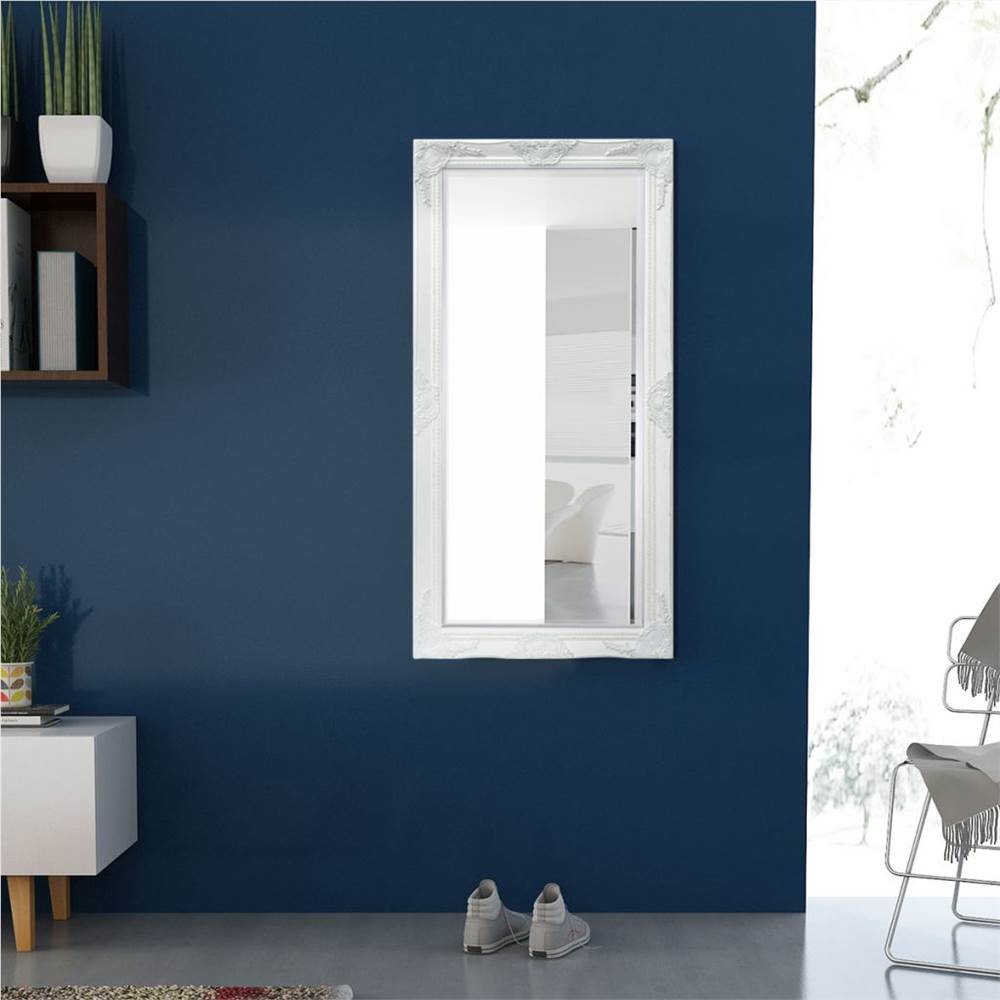 Wall Mirror Baroque Style 120x60 cm White