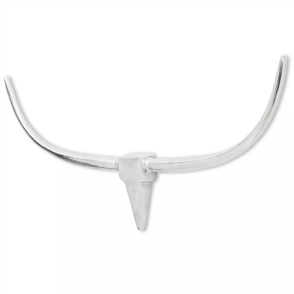 Wall Mounted Aluminium Bull’s Head Decoration Silver 125 cm