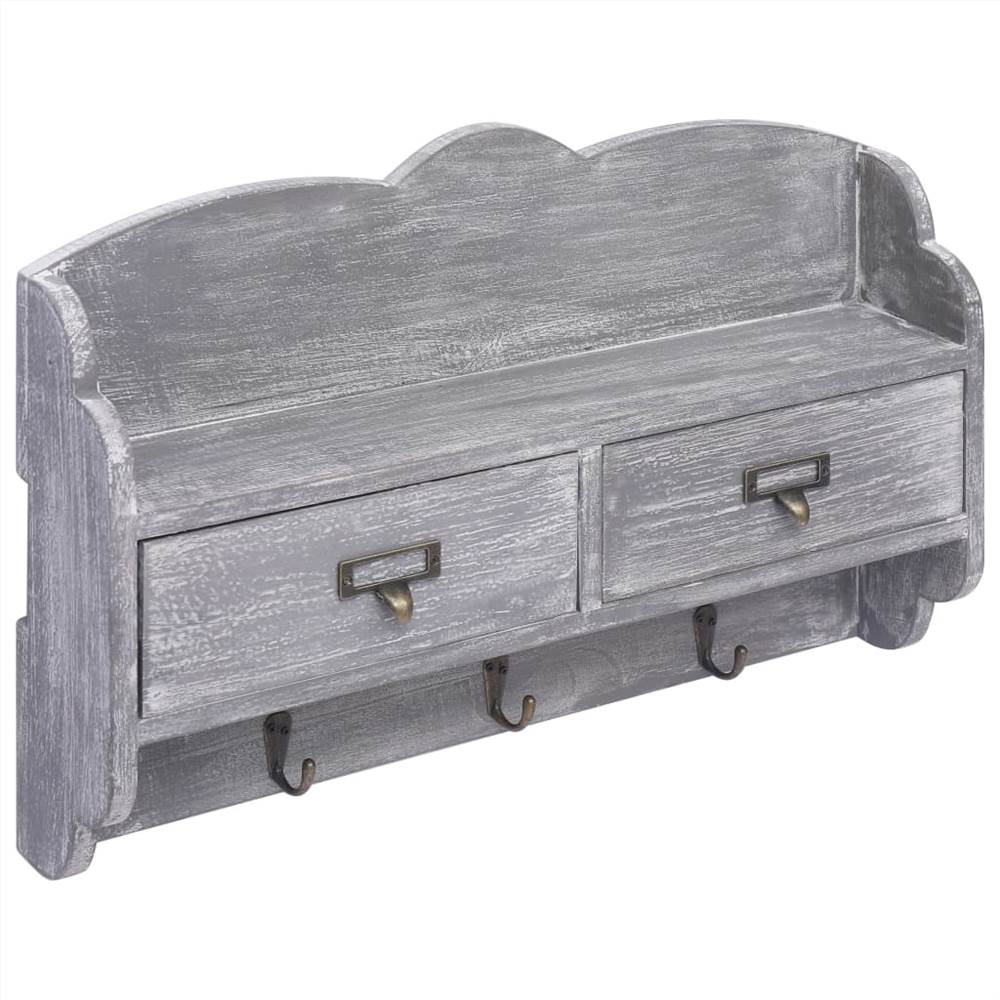 Wall Mounted Coat Rack Grey 50x10x34 cm Wood