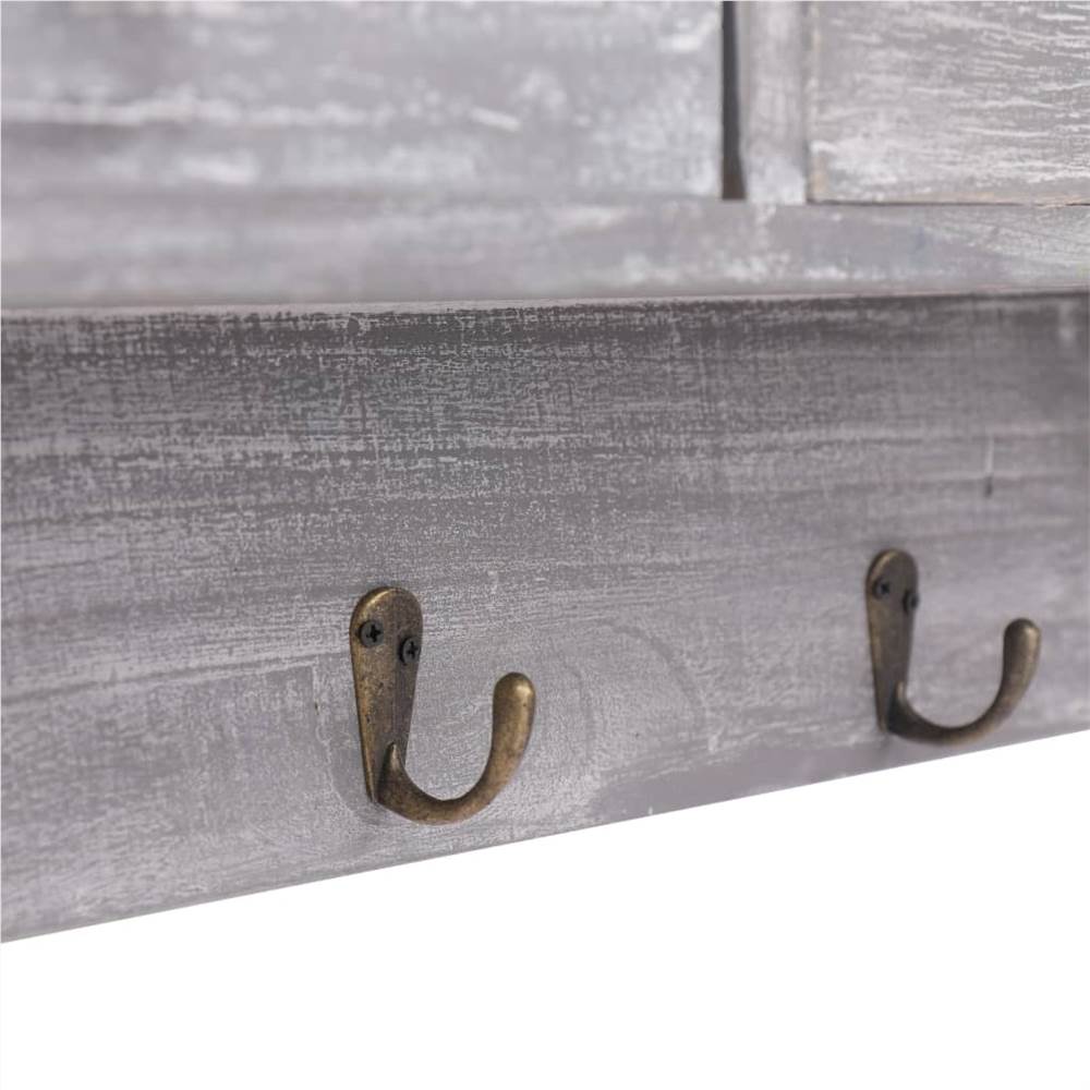 Wall Mounted Coat Rack Grey 50x10x34 cm Wood