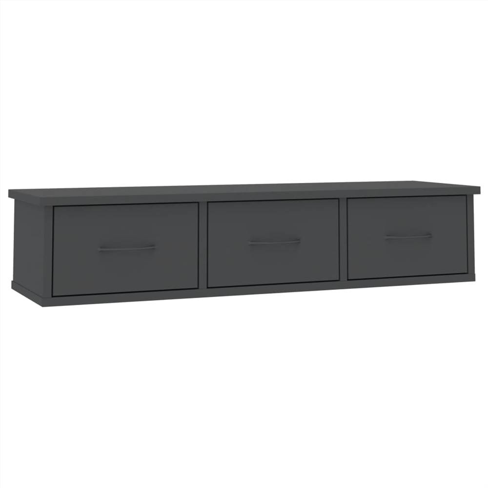 Wall-mounted Drawer Shelf Grey 88x26x18.5 cm Chipboard