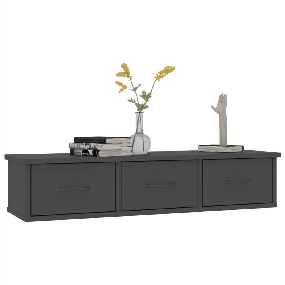 Wall-mounted Drawer Shelf Grey 88x26x18.5 cm Chipboard