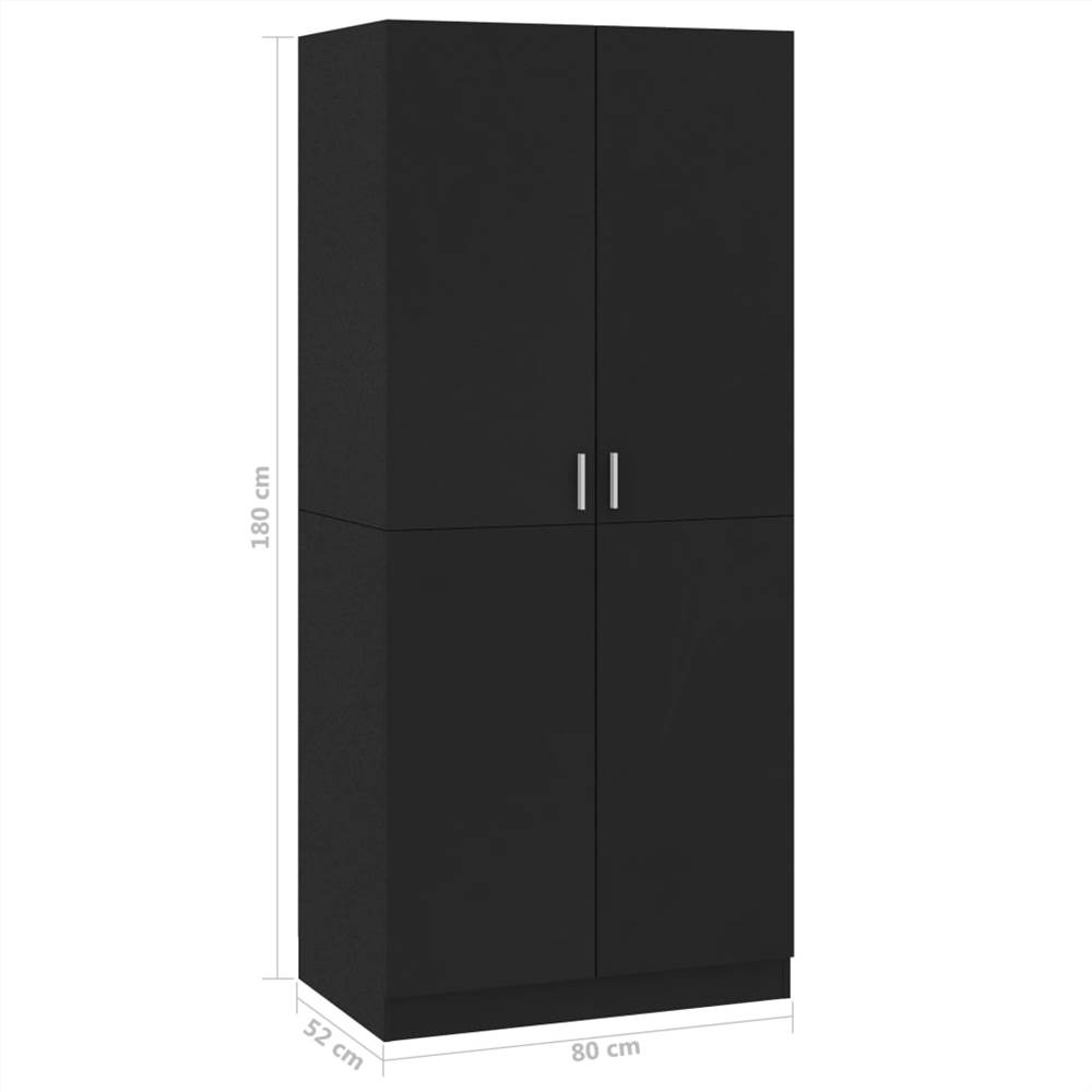 Wardrobe Black 80x52x180 cm Chipboard