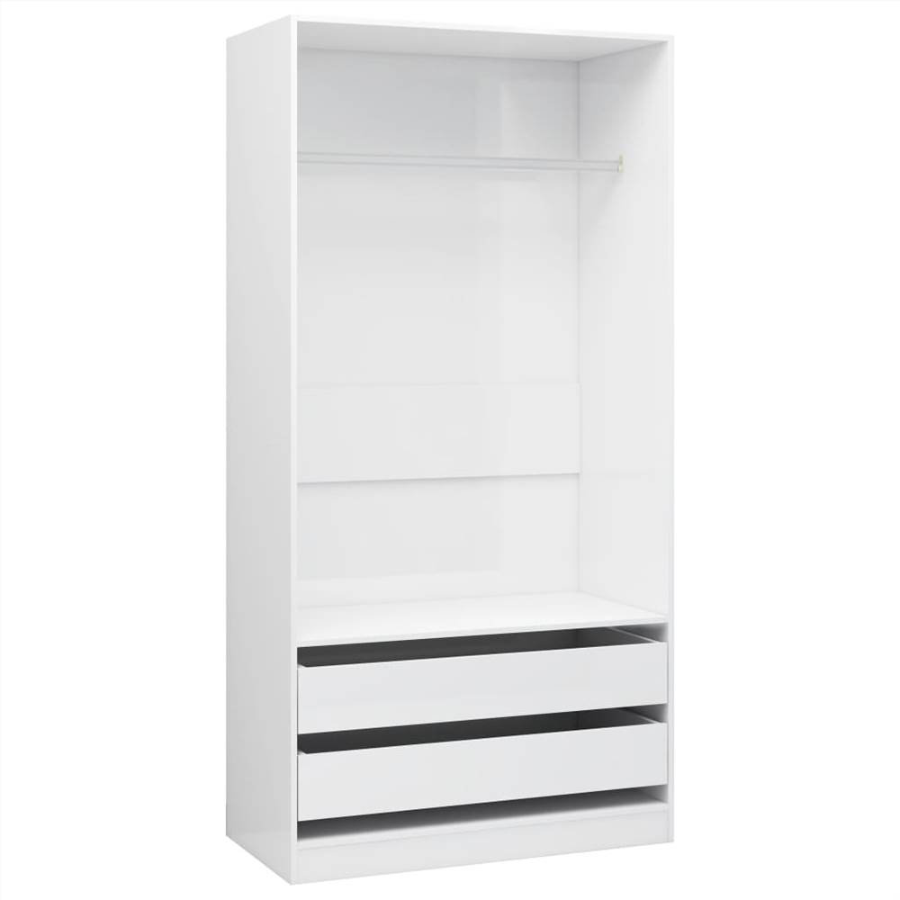 Wardrobe High Gloss White 100x50x200 cm Chipboard