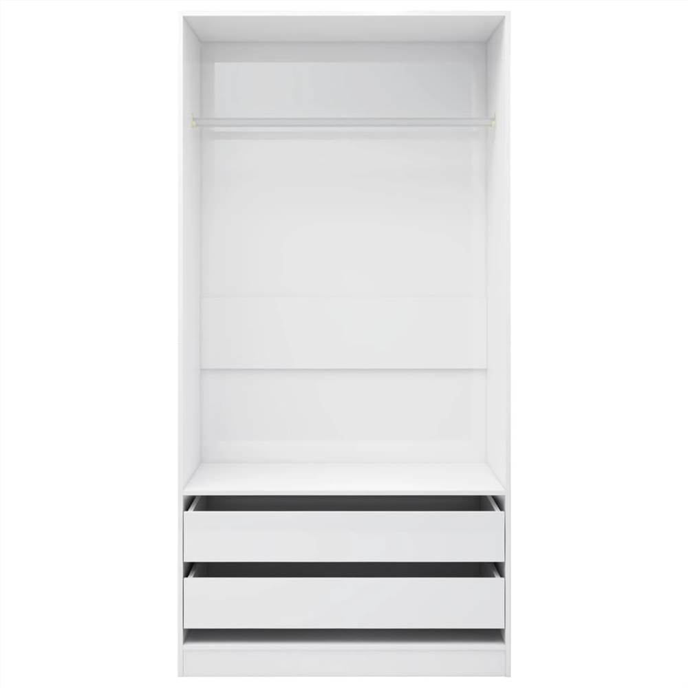 Wardrobe High Gloss White 100x50x200 cm Chipboard