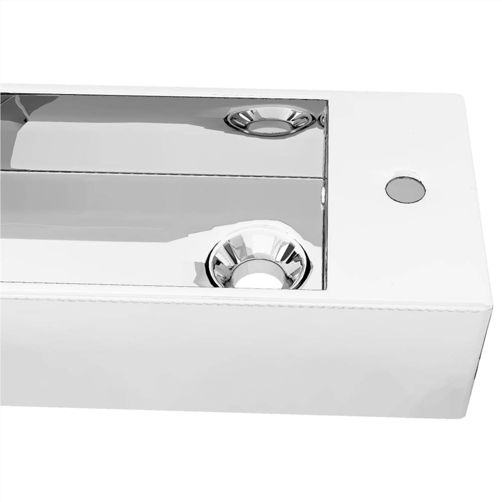 Wash Basin with Overflow 49x25x15 cm Ceramic Silver
