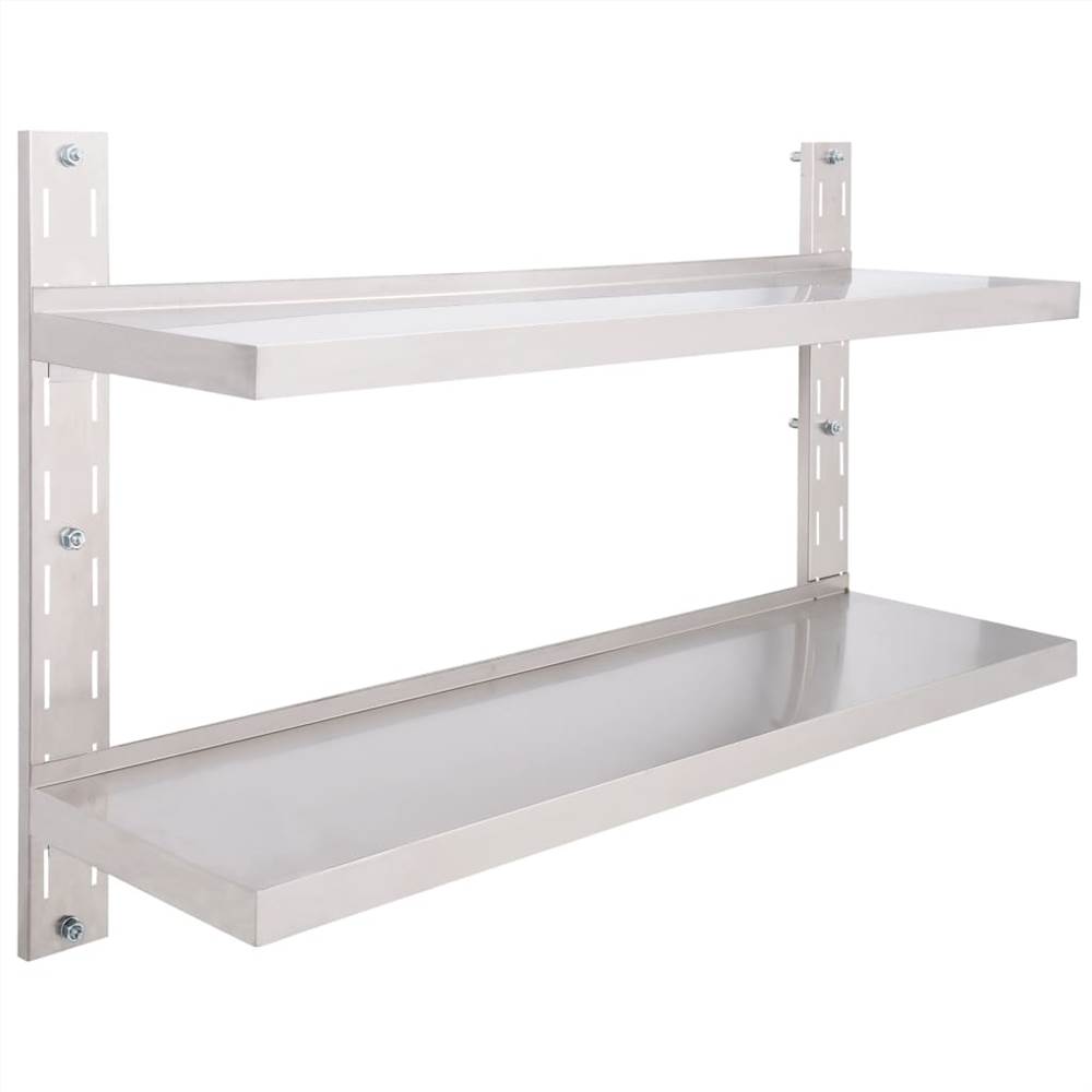 2-Tier Floating Wall Shelf Stainless Steel 120x30 cm