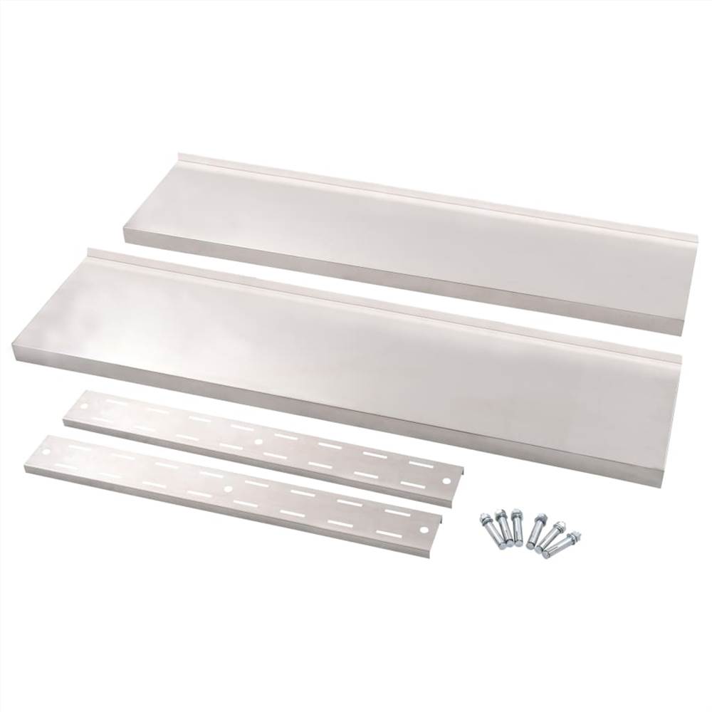 2-Tier Floating Wall Shelf Stainless Steel 120x30 cm