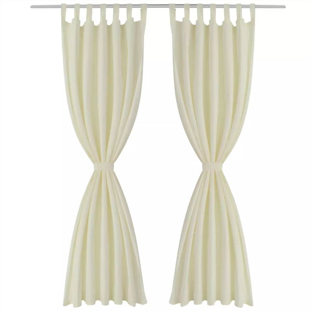 2 pcs Cream Micro-Satin Curtains with Loops 140 x 225 cm