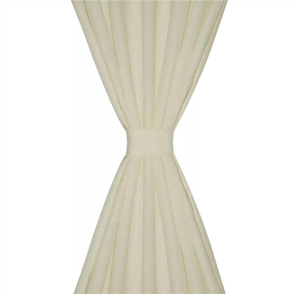 2 pcs Cream Micro-Satin Curtains with Loops 140 x 225 cm