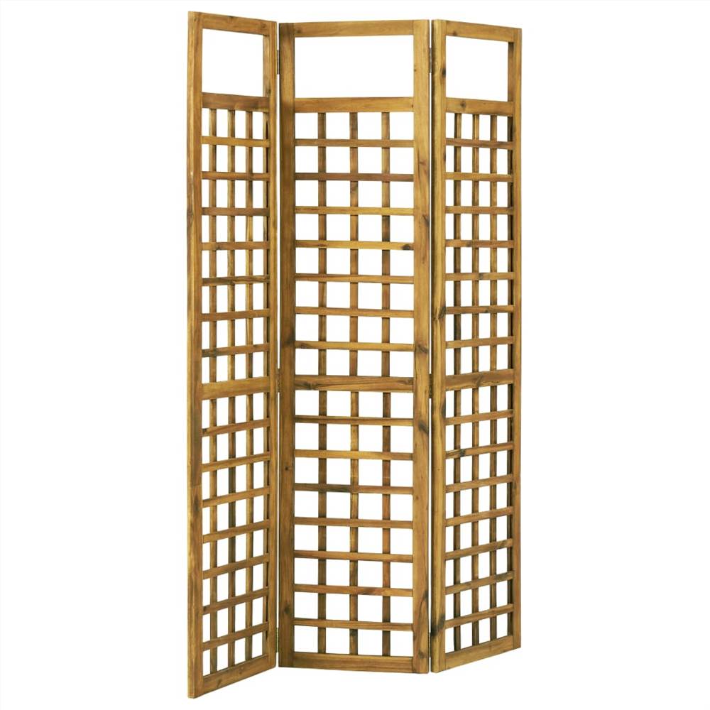3-Panel Room Divider/Trellis Solid Acacia Wood 120x170 cm