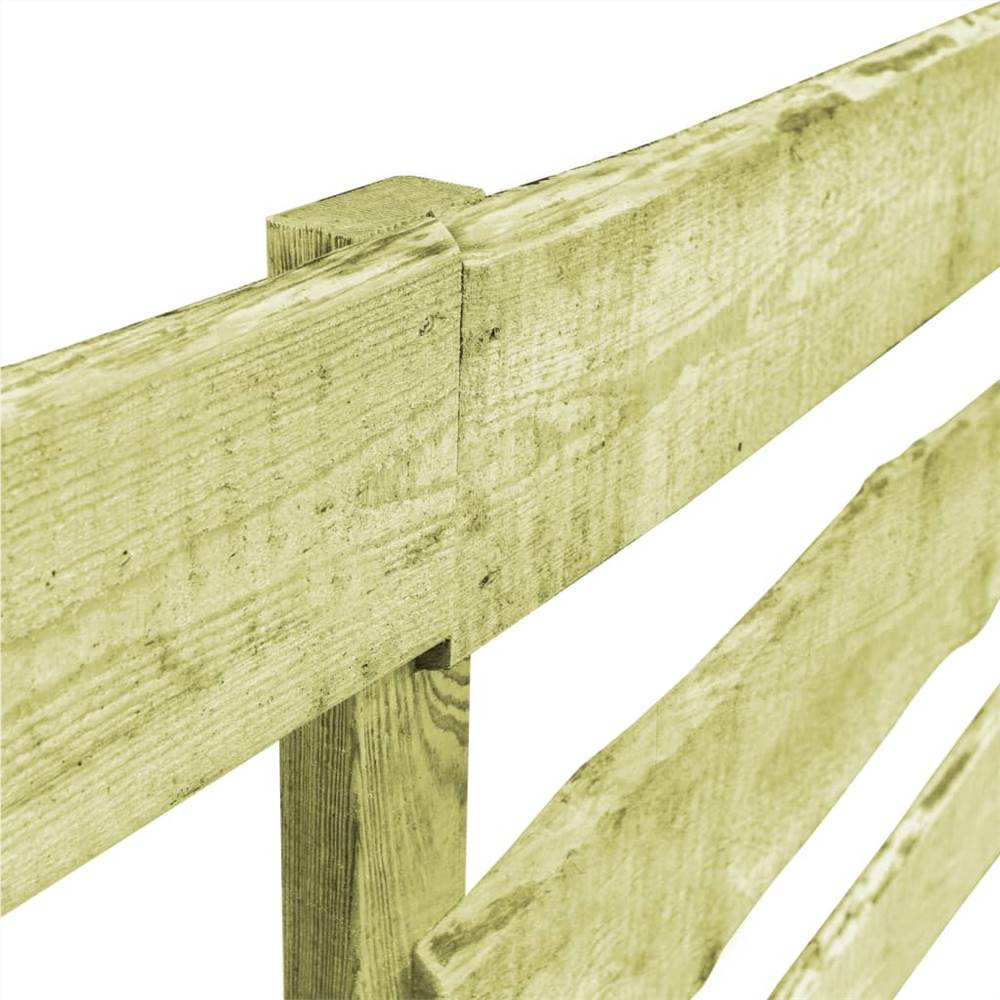 3 pcs 3-Rail Garden Fences Impregnated Pinewood 510x120 cm