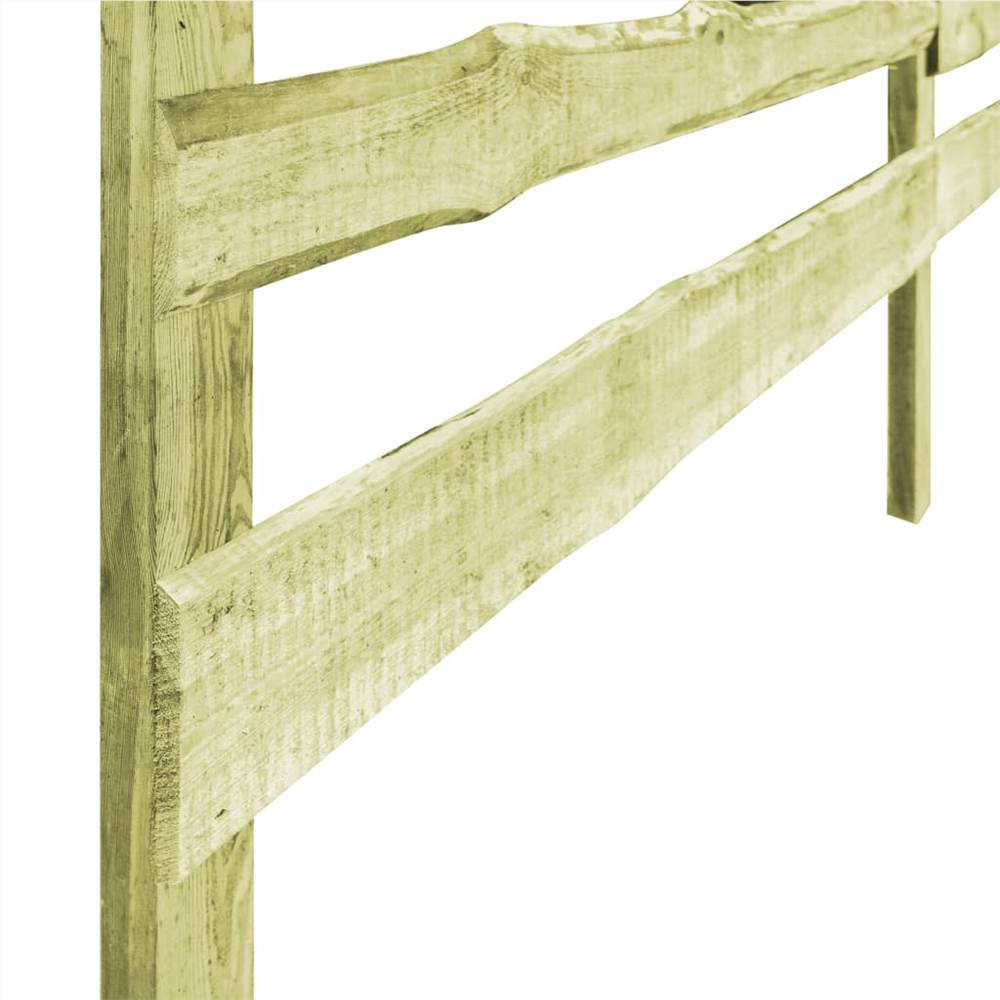 3 pcs 3-Rail Garden Fences Impregnated Pinewood 510x120 cm