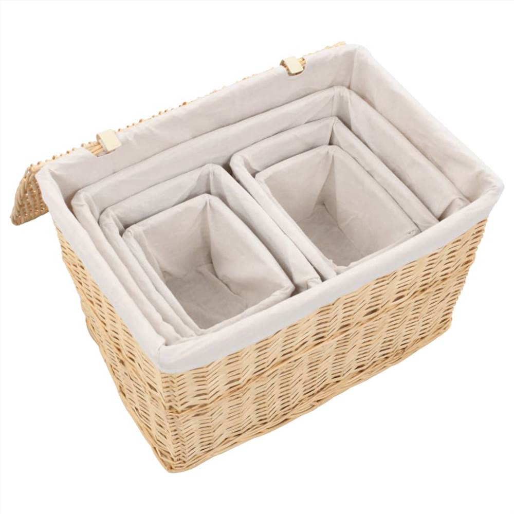 6 Piece Stackable Basket Set Natural Willow