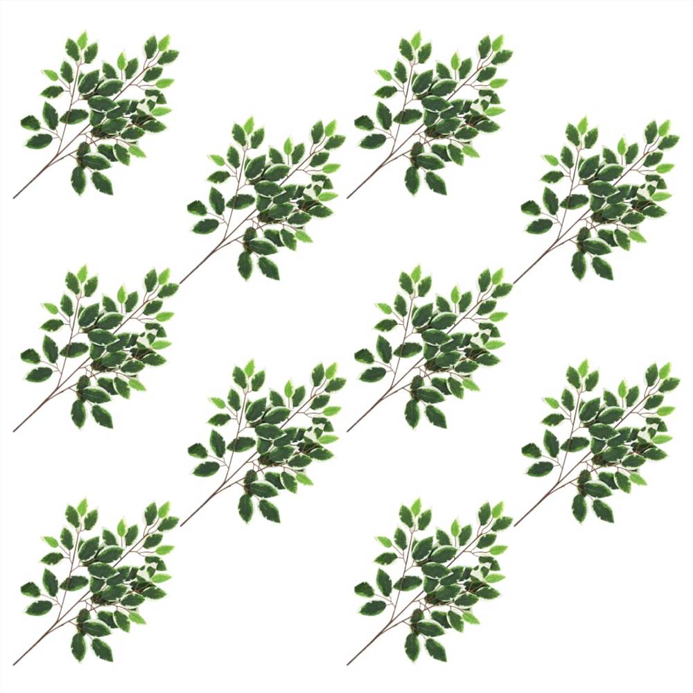 

Artificial Leaves Ficus 10 pcs Green and White 65 cm