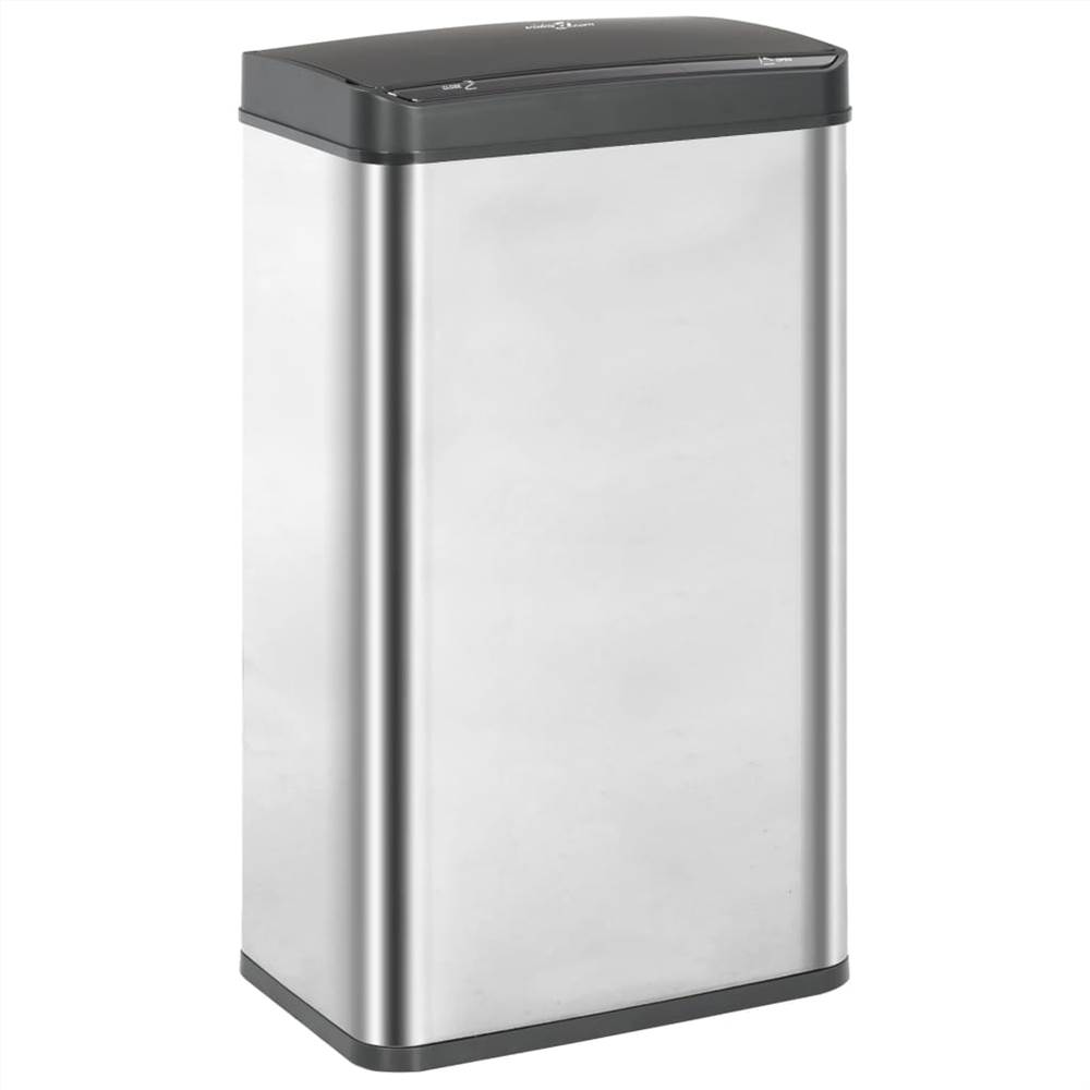 Automatic Sensor Dustbin Silver and Black Stainless Steel 70 L