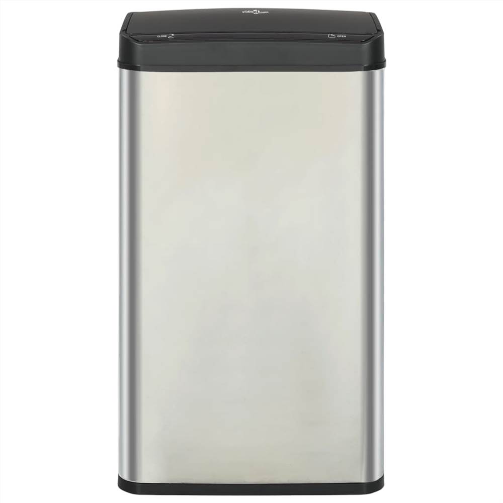 Automatic Sensor Dustbin Silver and Black Stainless Steel 70 L