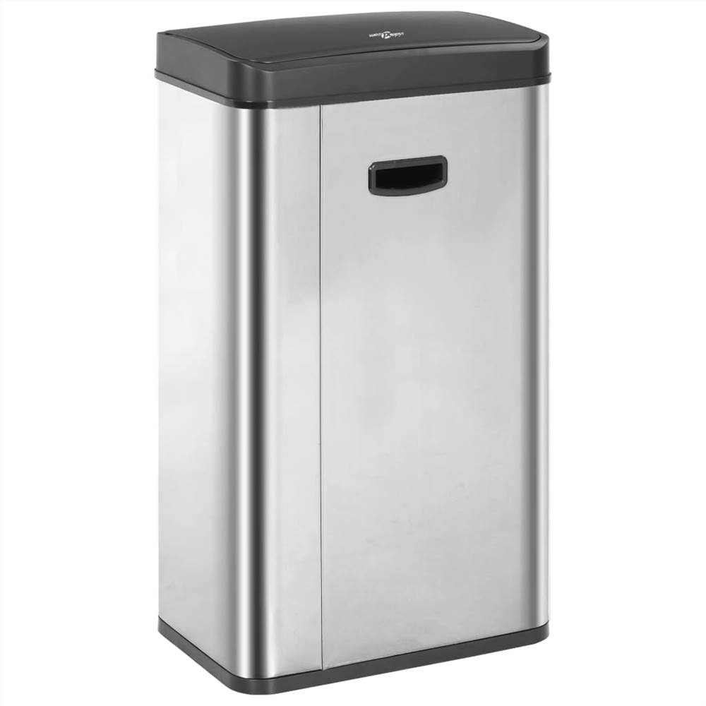 Automatic Sensor Dustbin Silver and Black Stainless Steel 70 L