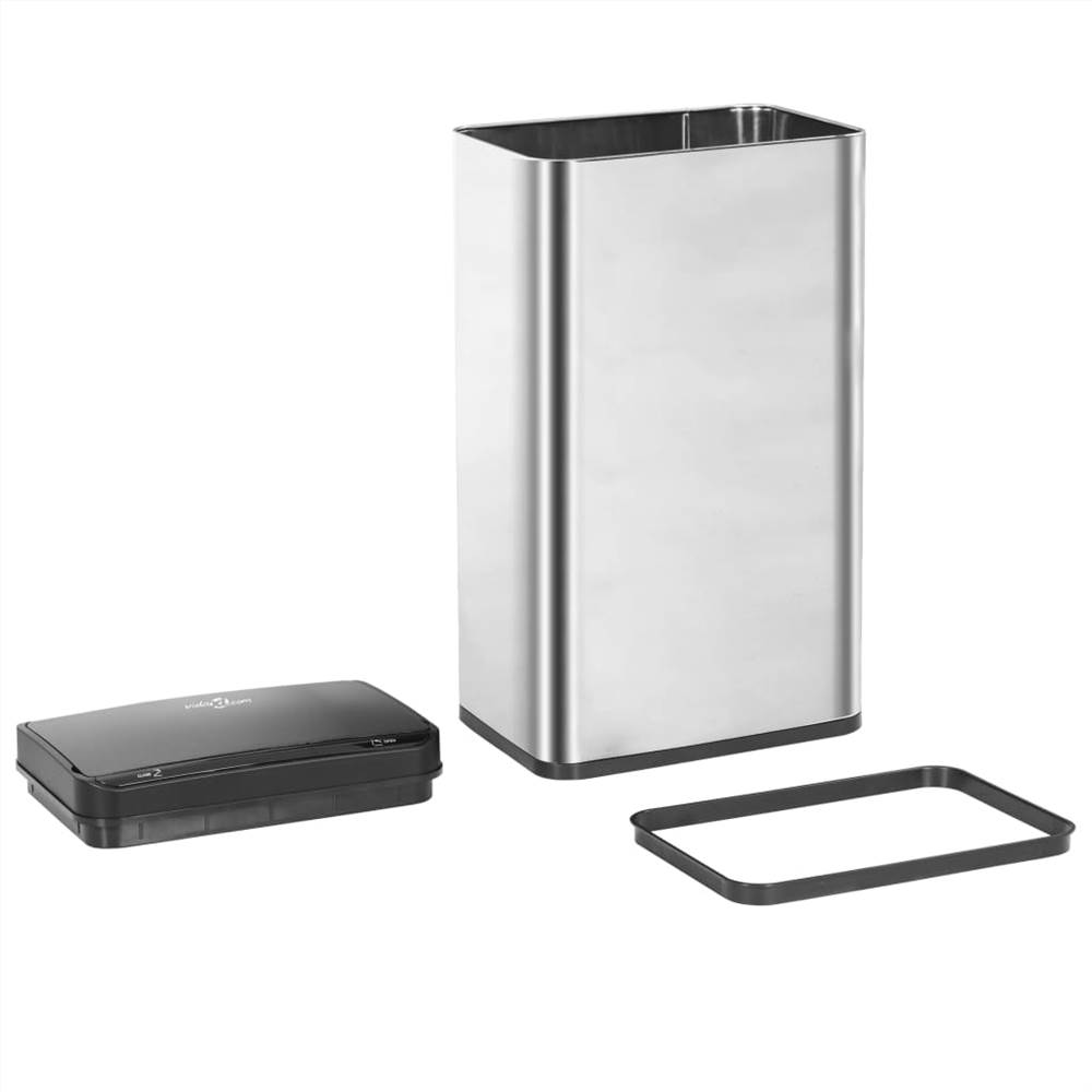 Automatic Sensor Dustbin Silver and Black Stainless Steel 70 L
