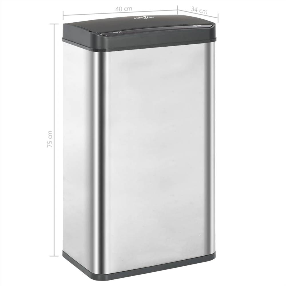 Automatic Sensor Dustbin Silver and Black Stainless Steel 70 L