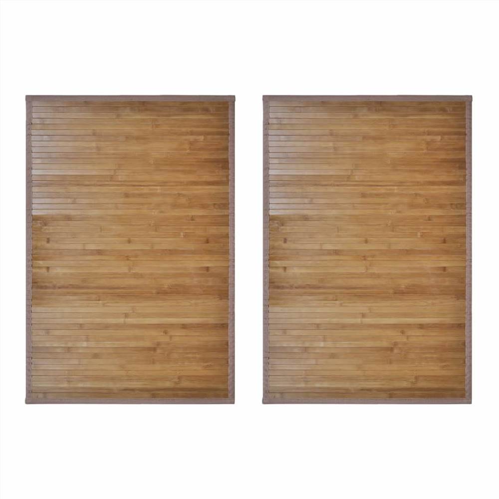 Bamboo Bath Mats 4 pcs 60 x 90 cm Brown