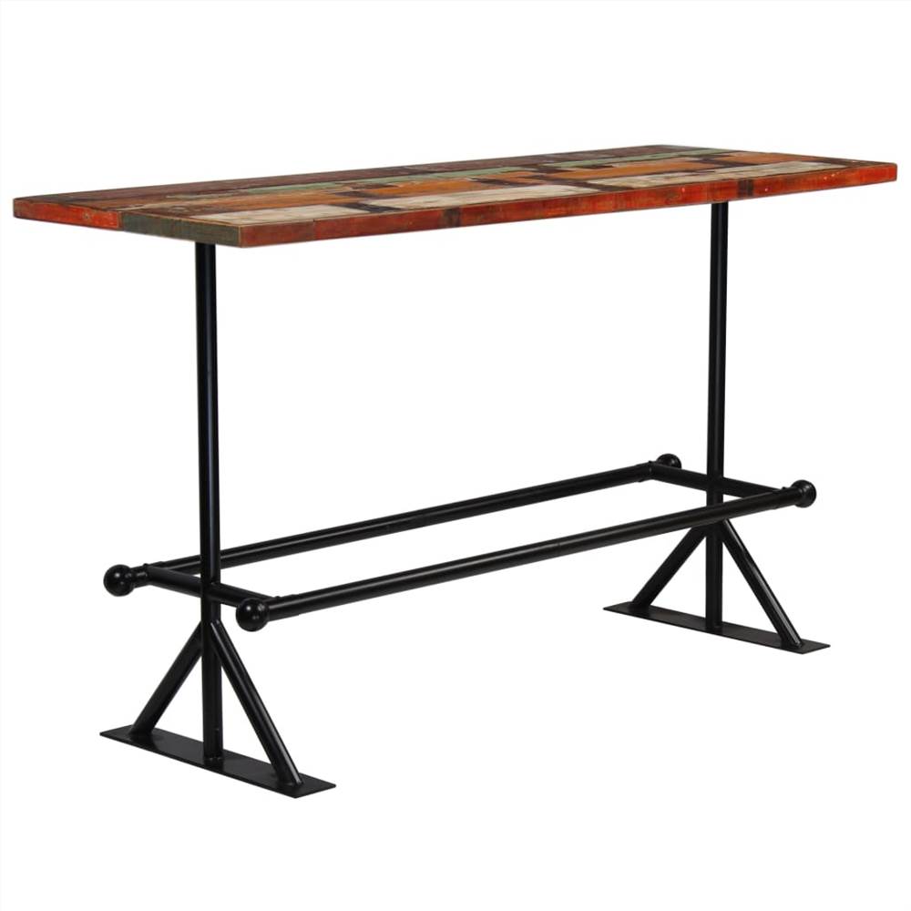 Bar Table Solid Reclaimed Wood Multicolour 180x70x107 cm
