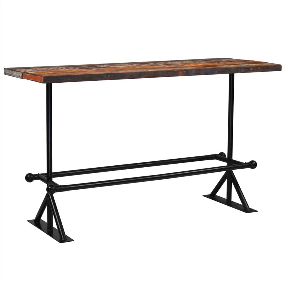 Bar Table Solid Reclaimed Wood Multicolour 180x70x107 cm