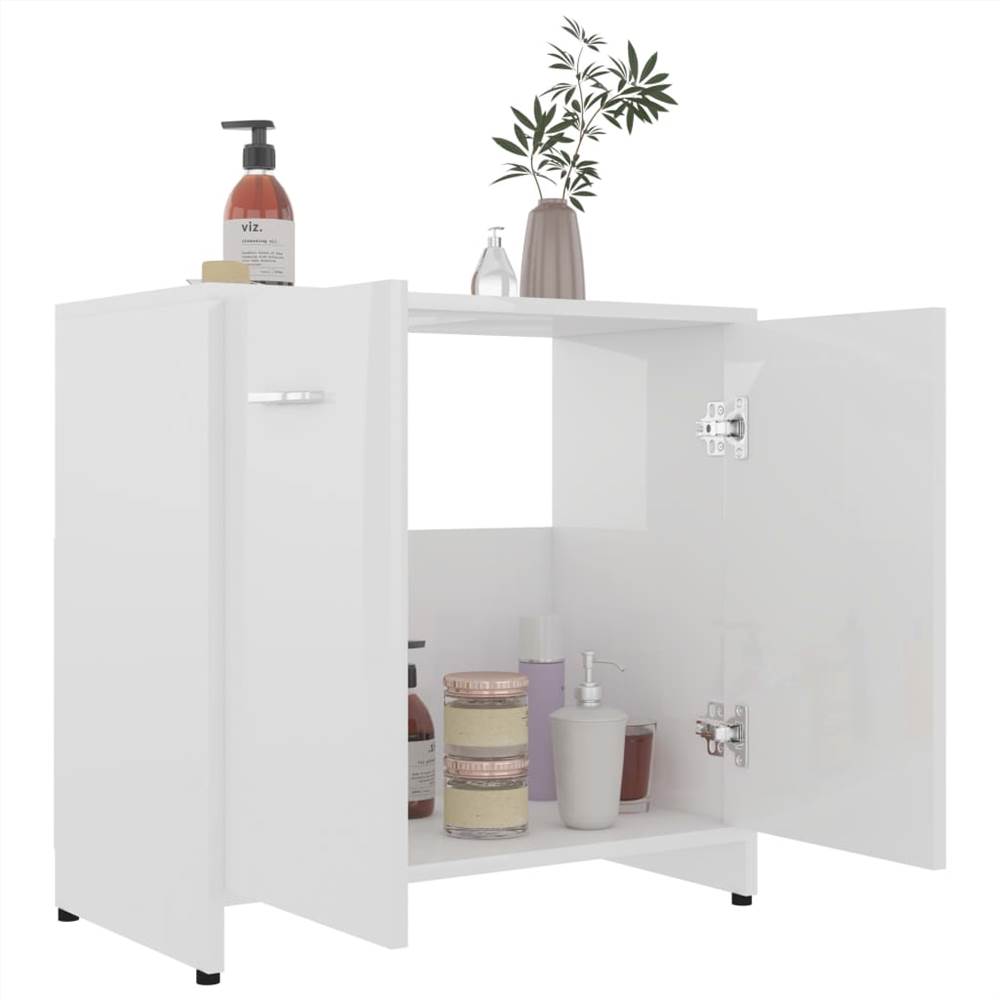 Bathroom Cabinet High Gloss White 60x33x58 cm Chipboard