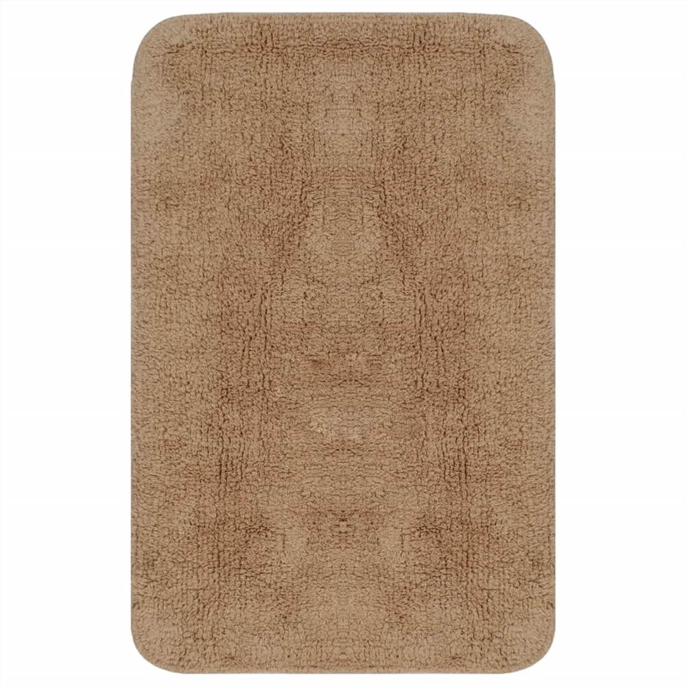 Bathroom Mat Set 2 Pieces Fabric Beige
