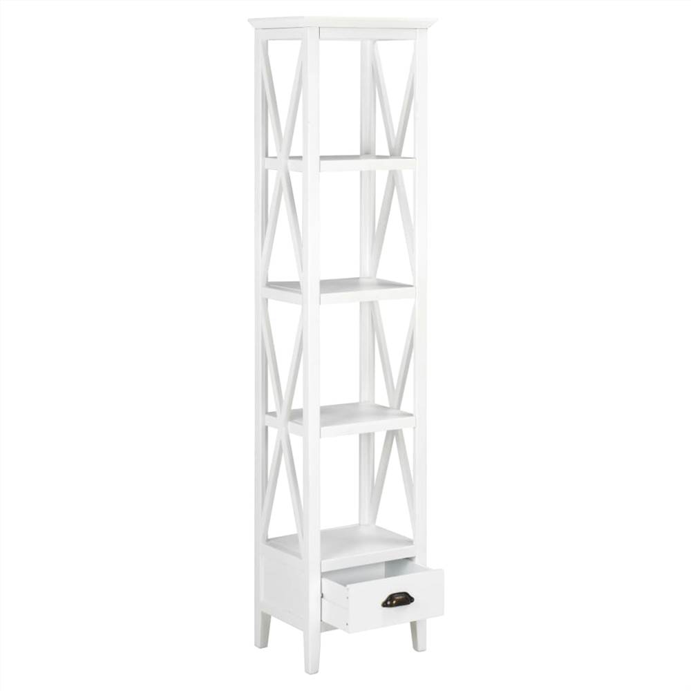 Bookcase with 1 Drawer White 40x30x170 cm MDF