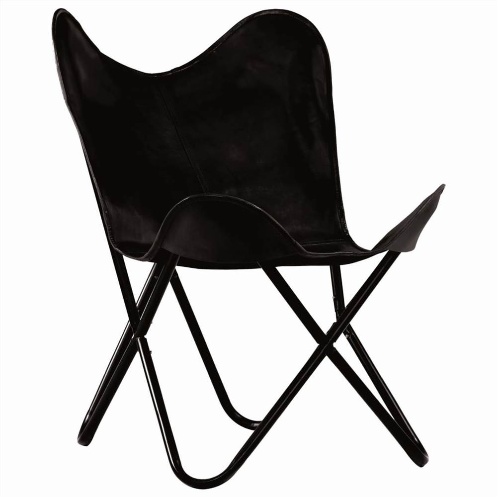 Butterfly Chairs 4 pcs Black Kids Size Real Leather